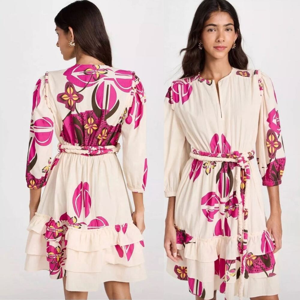 TRUTH NWT Piper Abstract Petals Cotton Ruffle Mini Dress Size S